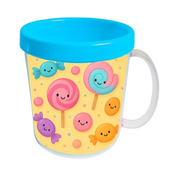 Caneca Acrílica Infantil Personalizada Balas e Pirulitos