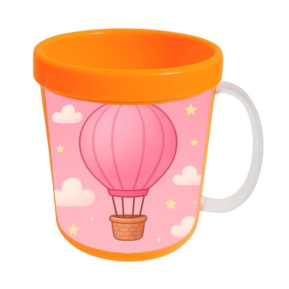 Caneca Acrílica Infantil Personalizada Balão de Ar Rosa