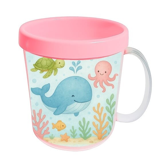 Caneca Acrílica Infantil Personalizada Baleia Aquarela