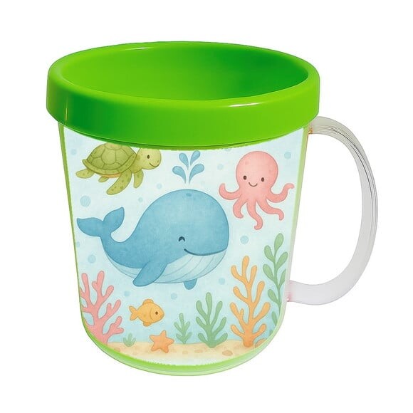 Caneca Acrílica Infantil Personalizada Baleia Aquarela