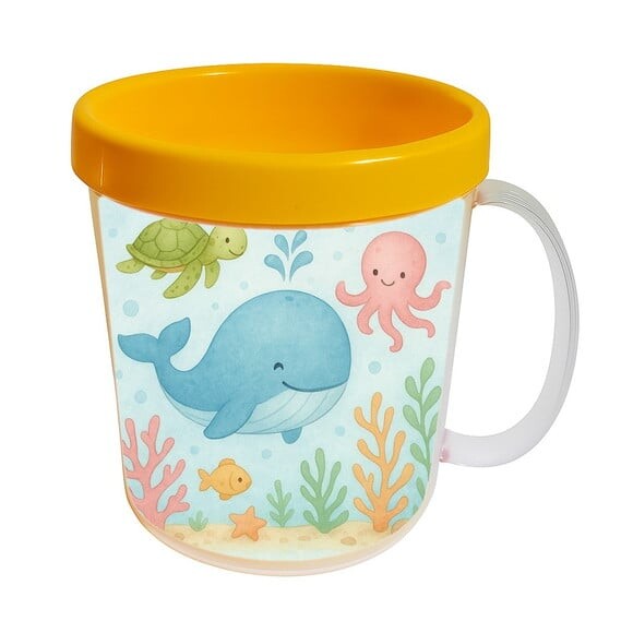 Caneca Acrílica Infantil Personalizada Baleia Aquarela