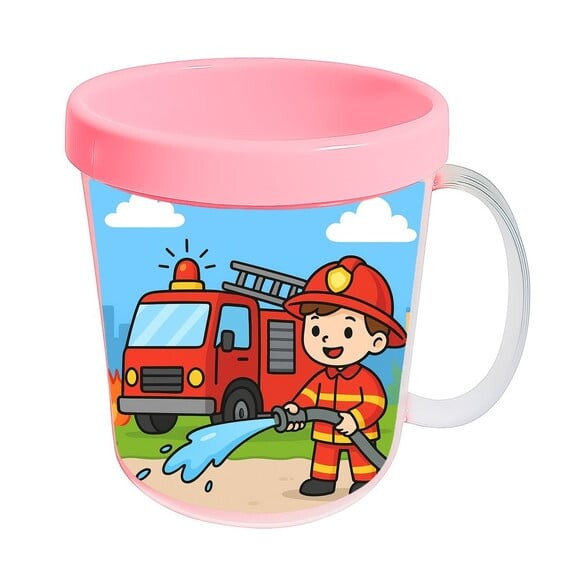 Caneca Acrílica Infantil Personalizada Bombeiros