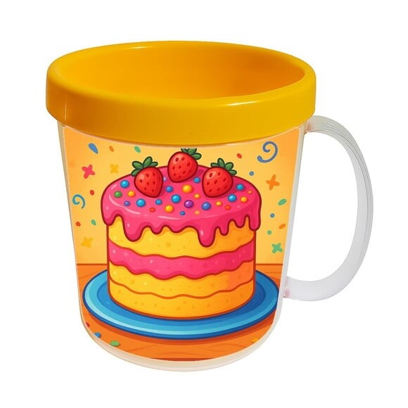 Caneca Acrílica Infantil Personalizada Bolo Confeitado