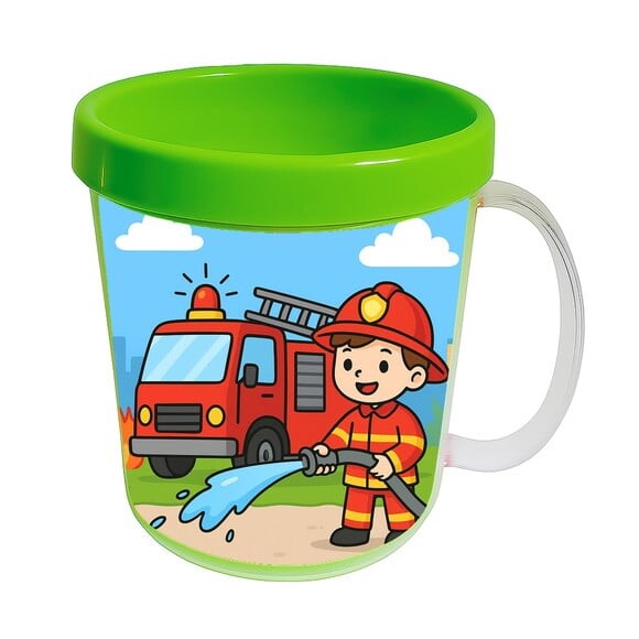 Caneca Acrílica Infantil Personalizada Bombeiros