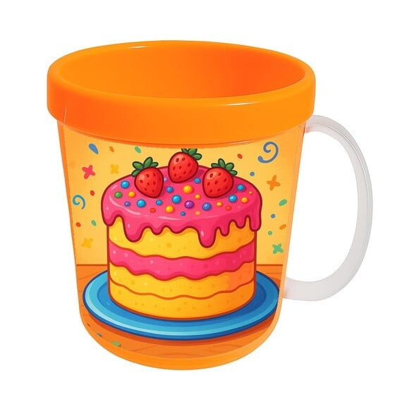 Caneca Acrílica Infantil Personalizada Bolo Confeitado
