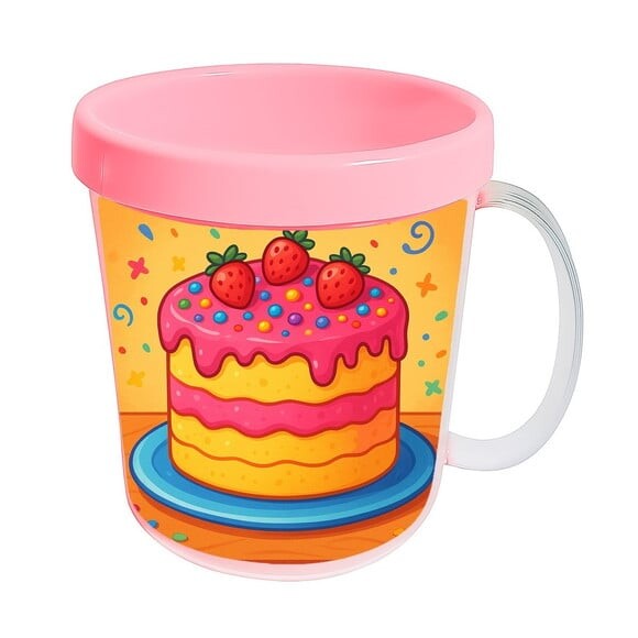 Caneca Acrílica Infantil Personalizada Bolo Confeitado