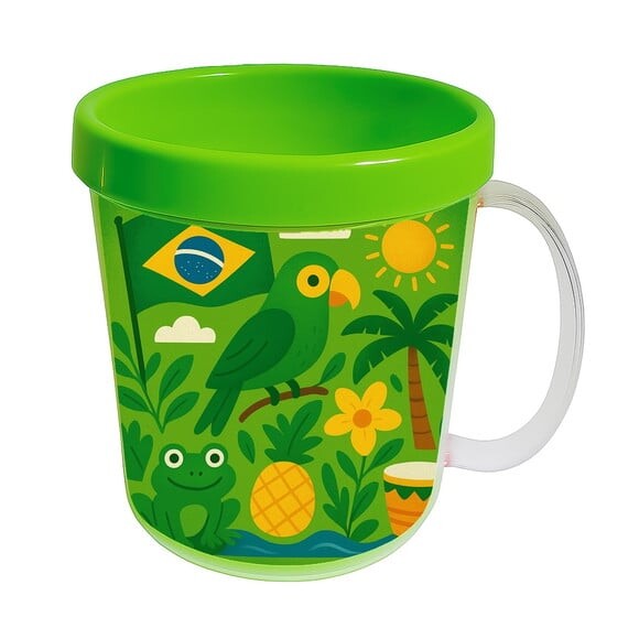 Caneca Acrílica Infantil Personalizada Brasil Verde Amarelo