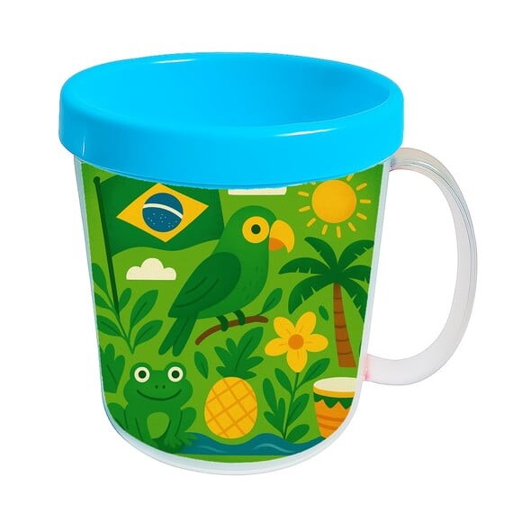 Caneca Acrílica Infantil Personalizada Brasil Verde Amarelo