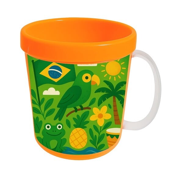 Caneca Acrílica Infantil Personalizada Brasil Verde Amarelo