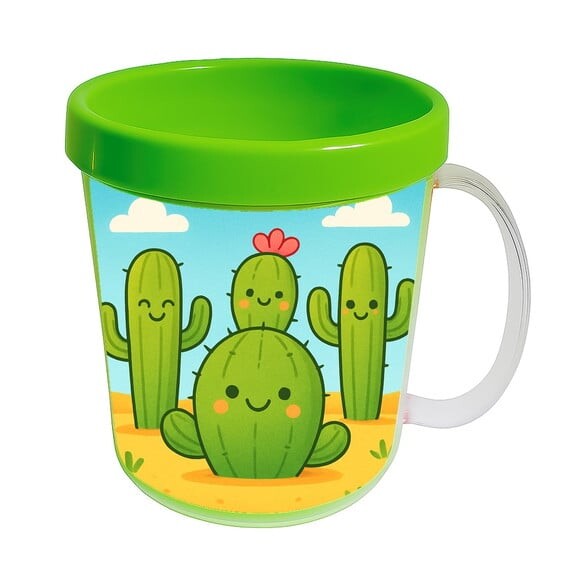 Caneca Acrílica Infantil Personalizada Cactos Fofos