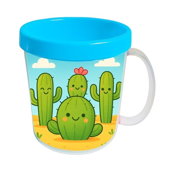 Caneca Acrílica Infantil Personalizada Cactos Fofos