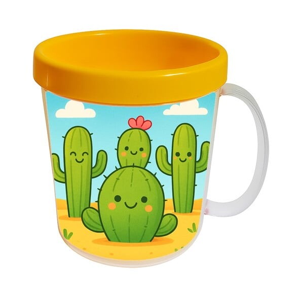 Caneca Acrílica Infantil Personalizada Cactos Fofos