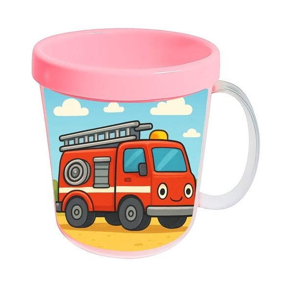 Caneca Acrílica Infantil Personalizada Caminhão de Bombeiro