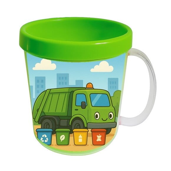 Caneca Acrílica Infantil Personalizada Caminhão de Lixo