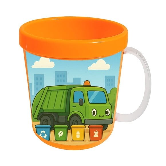 Caneca Acrílica Infantil Personalizada Caminhão de Lixo