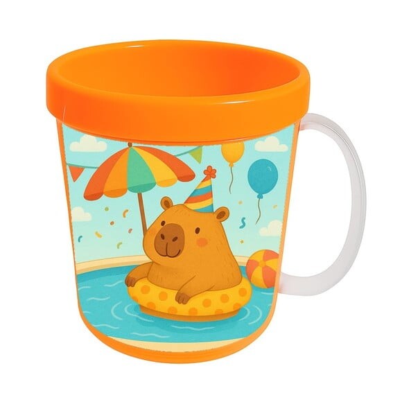 Caneca Acrílica Infantil Personalizada Capivara Pool Party