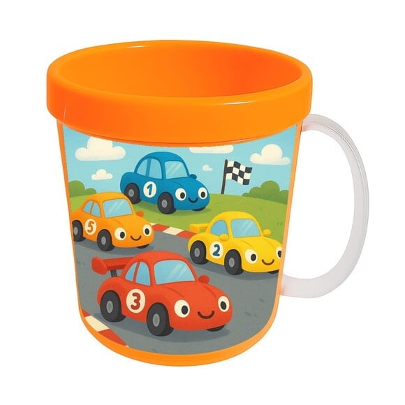 Caneca Acrílica Infantil Personalizada Carros de Corridas