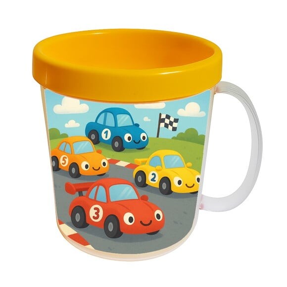 Caneca Acrílica Infantil Personalizada Carros de Corridas