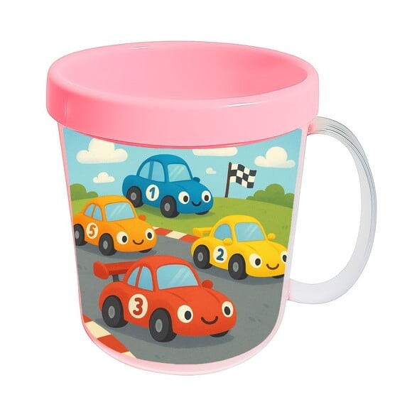Caneca Acrílica Infantil Personalizada Carros de Corridas