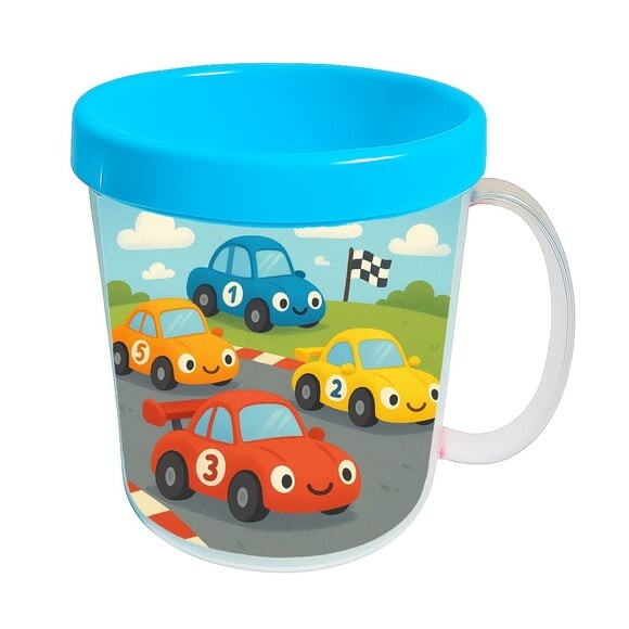 Caneca Acrílica Infantil Personalizada Carros de Corridas