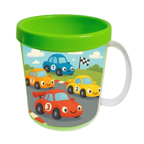 Caneca Acrílica Infantil Personalizada Carros de Corridas