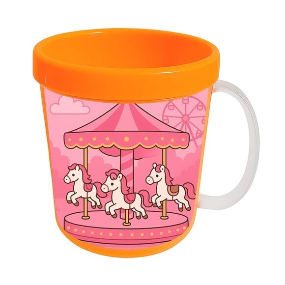 Caneca Acrílica Infantil Personalizada Carrossel Rosa