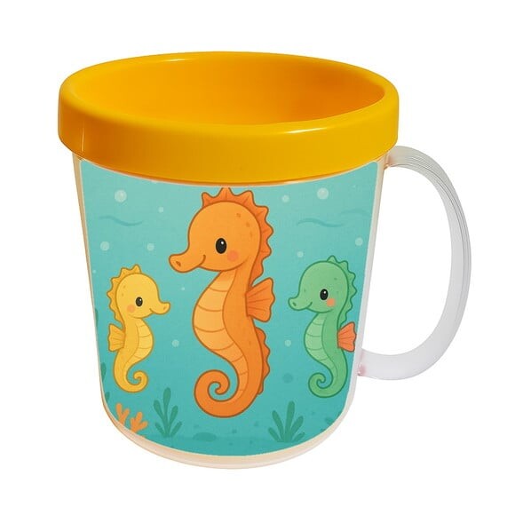 Caneca Acrílica Infantil Personalizada Cavalos Marinhos