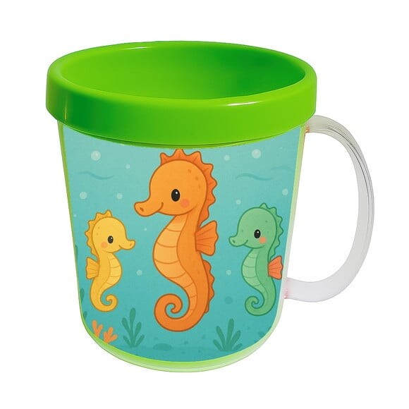 Caneca Acrílica Infantil Personalizada Cavalos Marinhos