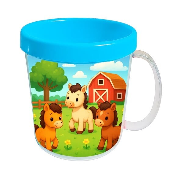 Caneca Acrílica Infantil Personalizada Cavalinhos