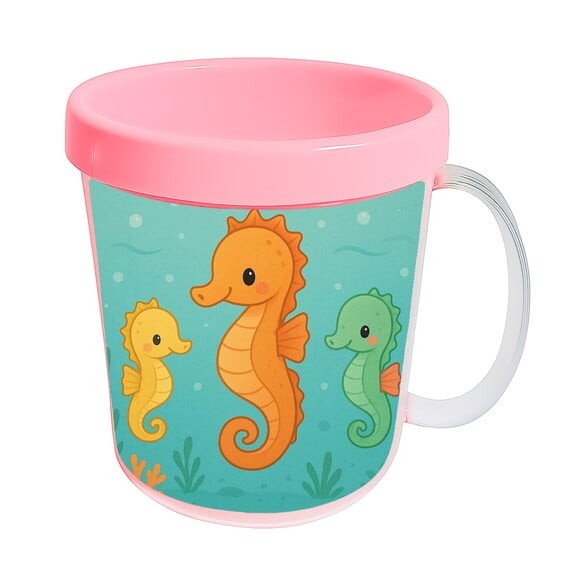 Caneca Acrílica Infantil Personalizada Cavalos Marinhos
