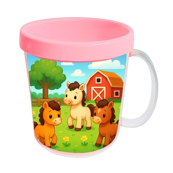 Caneca Acrílica Infantil Personalizada Cavalinhos