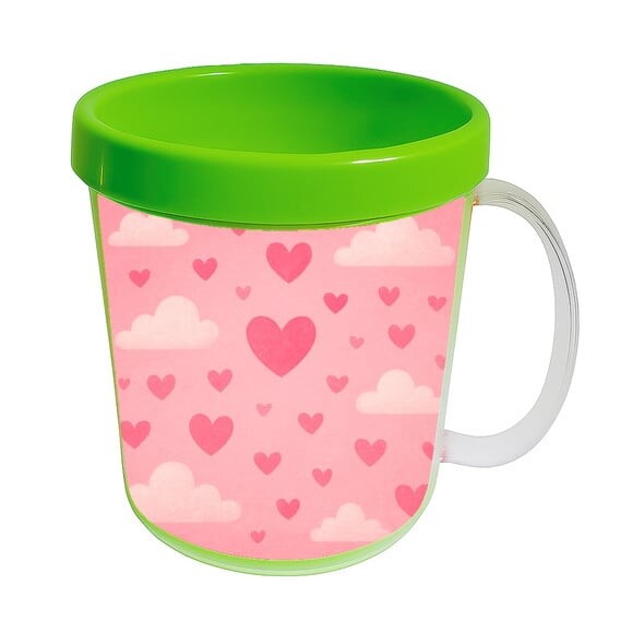 Caneca Acrílica Infantil Personalizada Céu Rosa