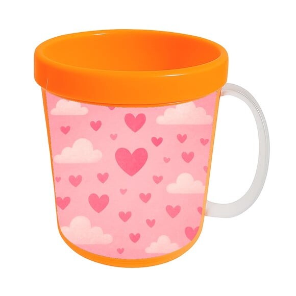 Caneca Acrílica Infantil Personalizada Céu Rosa