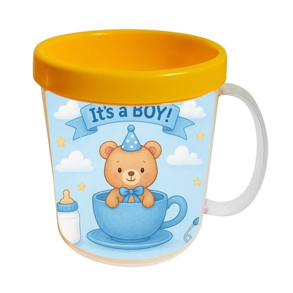 Caneca Acrílica Infantil Personalizada Chá de Bebê Menino