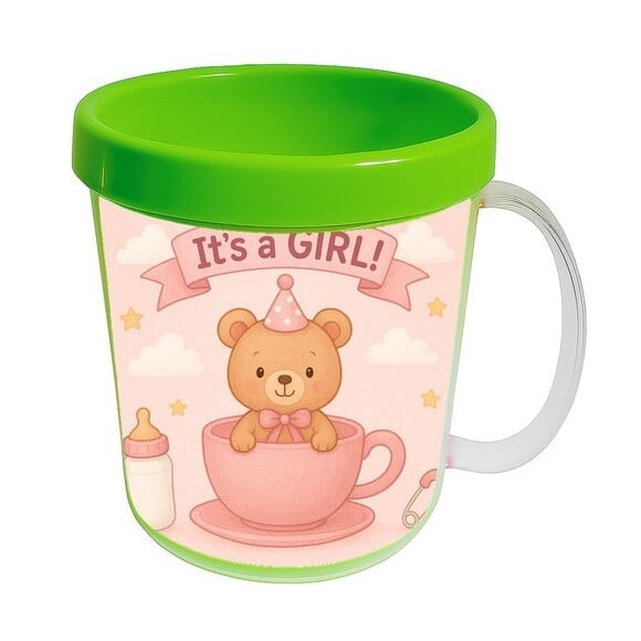Caneca Acrílica Infantil Personalizada Chá de Bebê Menina
