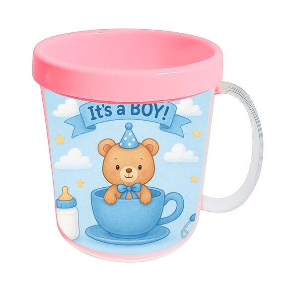 Caneca Acrílica Infantil Personalizada Chá de Bebê Menino