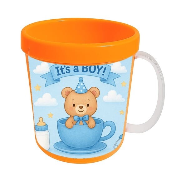Caneca Acrílica Infantil Personalizada Chá de Bebê Menino