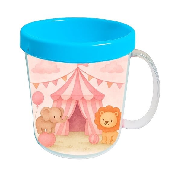 Caneca Acrílica Infantil Personalizada Circo Rosa Aquarela