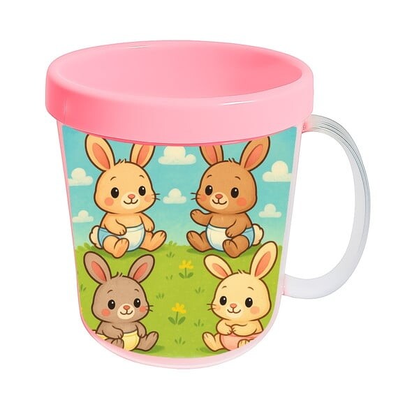 Caneca Acrílica Infantil Personalizada Coelhinhos Baby