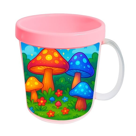Caneca Acrílica Infantil Personalizada Cogumelos Mágicos