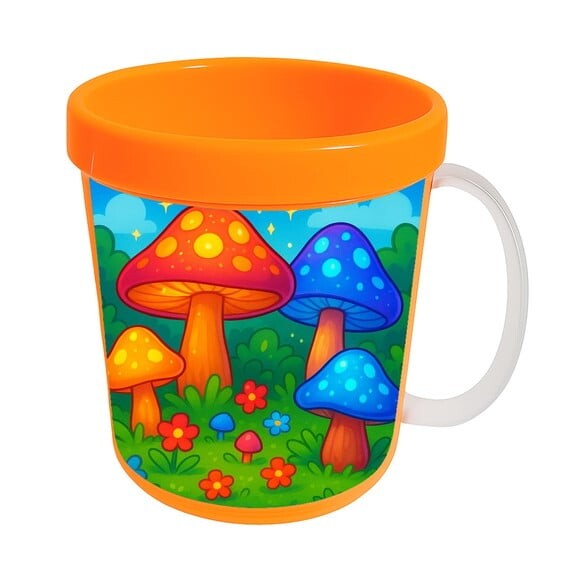 Caneca Acrílica Infantil Personalizada Cogumelos Mágicos