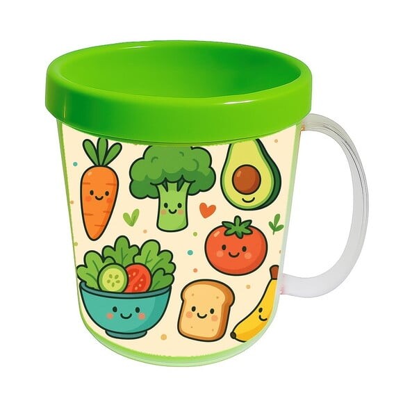 Caneca Acrílica Infantil Personalizada Comidinhas Saudáveis