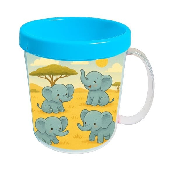 Caneca Acrílica Infantil Personalizada Elefantinhos