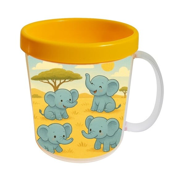Caneca Acrílica Infantil Personalizada Elefantinhos