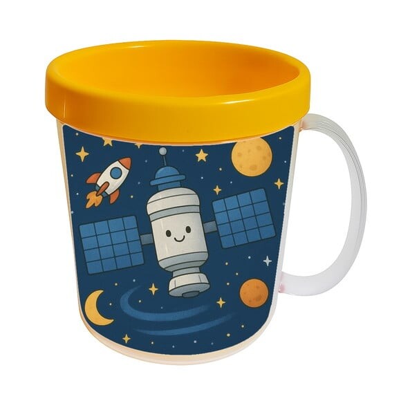Caneca Acrílica Infantil Personalizada Estação Espacial
