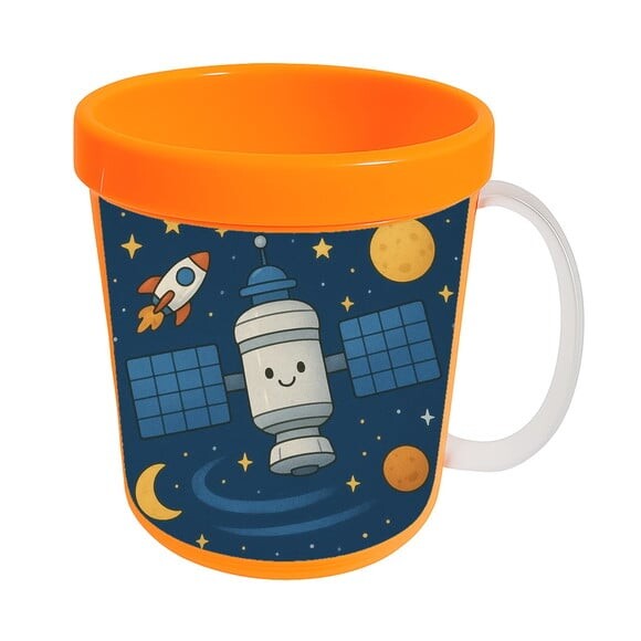 Caneca Acrílica Infantil Personalizada Estação Espacial