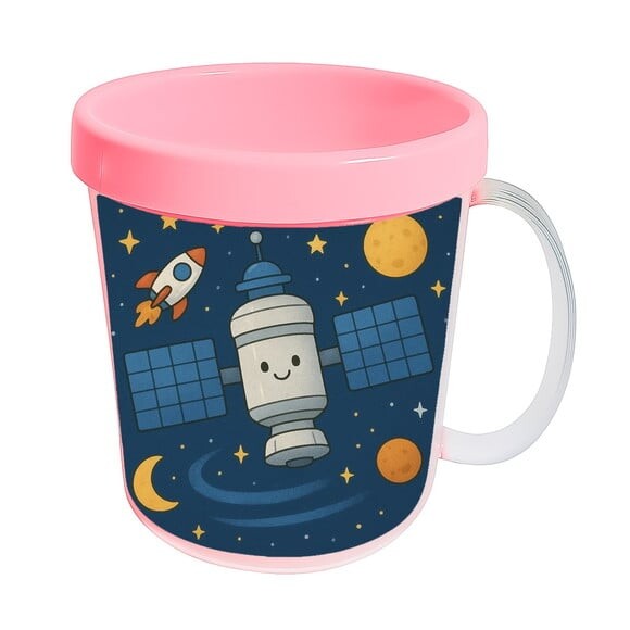 Caneca Acrílica Infantil Personalizada Estação Espacial