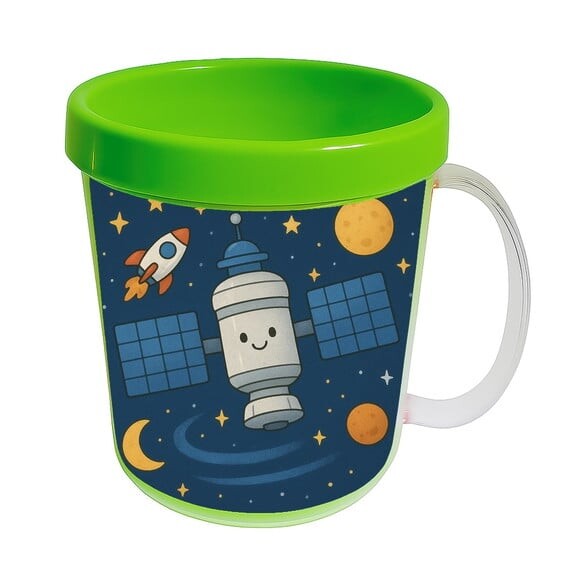 Caneca Acrílica Infantil Personalizada Estação Espacial