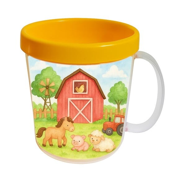 Caneca Acrílica Infantil Personalizada Fazendinha Aquarela