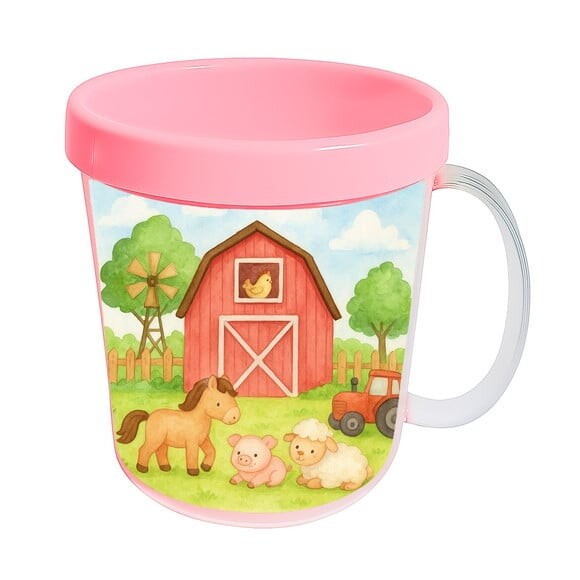 Caneca Acrílica Infantil Personalizada Fazendinha Aquarela